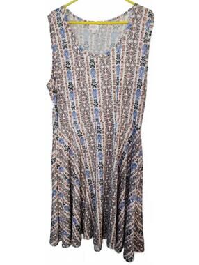 LuLaRoe Boho Geometric Print Sleeveless Wing Midi Dress Size 3XL - pre-owned
